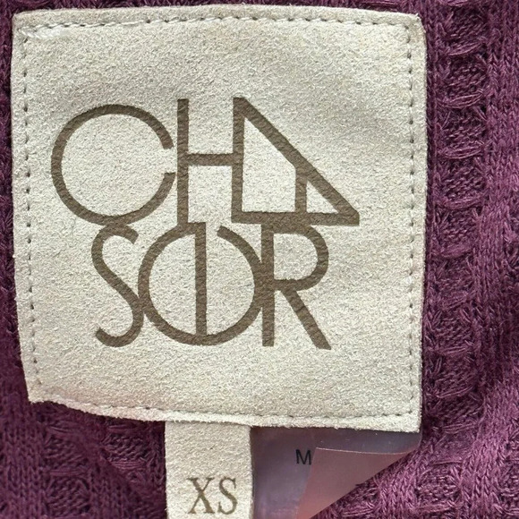 Chaser Tunic Top Women XS Maroon Thermal Waffle Knit Button Accent‎ Long Sleeve - Picture 2 of 6